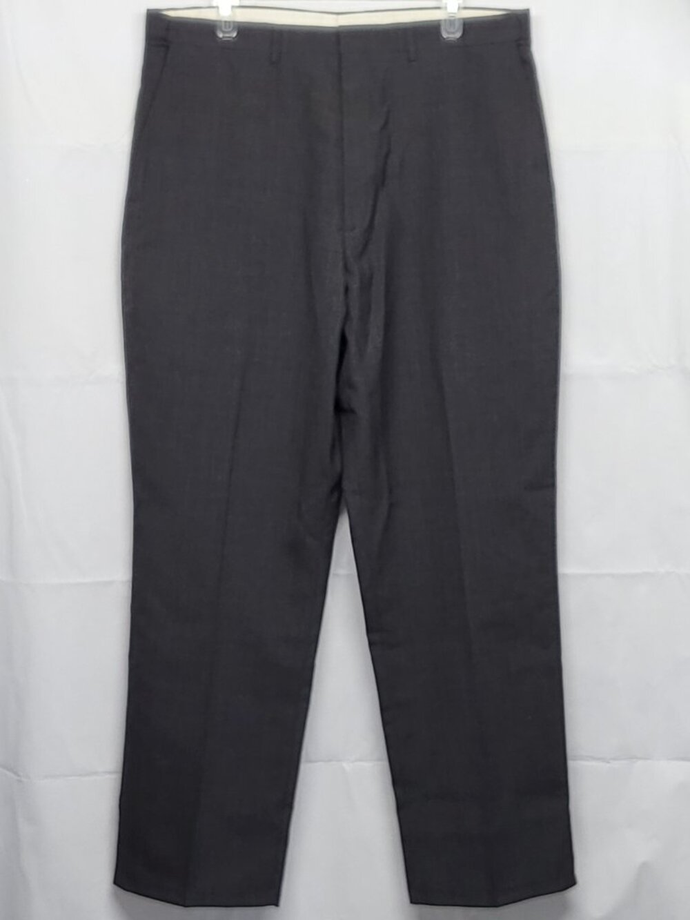 Haggar Mens Dress Pants Black Label 38 X 32 Expandable Waistband Wool Blend